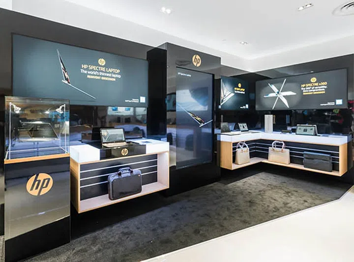 The premium lifestyle experience zone showcases product such as the HP Spectre and HP Envy notebooks.