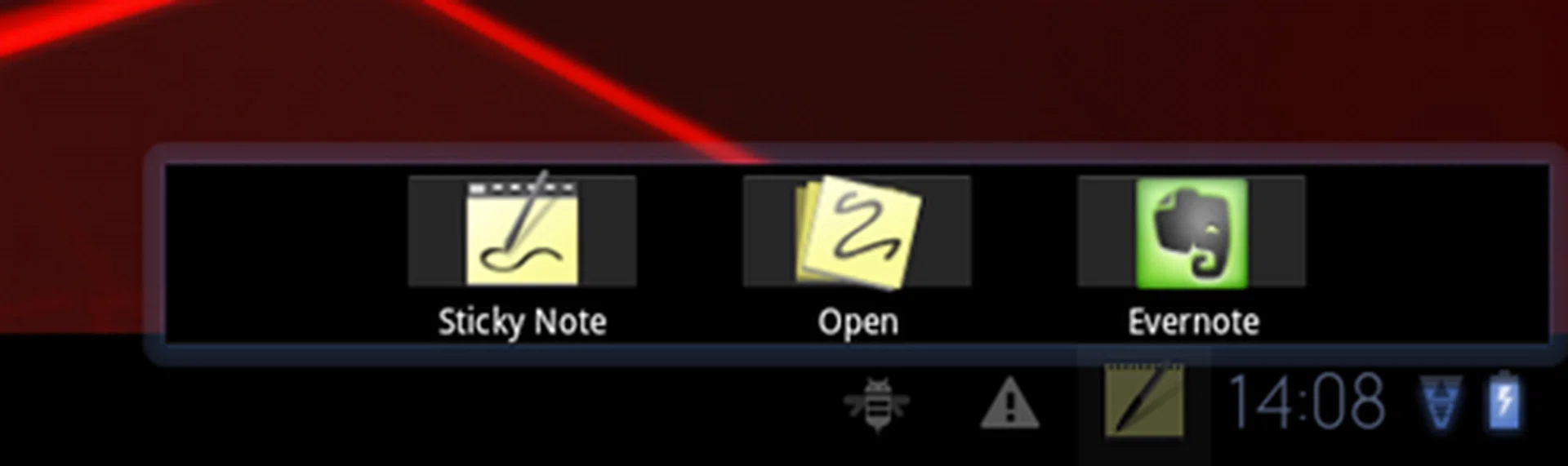 To make it easier for users to take notes, Motorola adds a shortcut bar at the bottom right corner of the screen for faster access to Sticky Note, Open and Evernote. It is a pity that this shortcut bar cannot be customized by the user. 