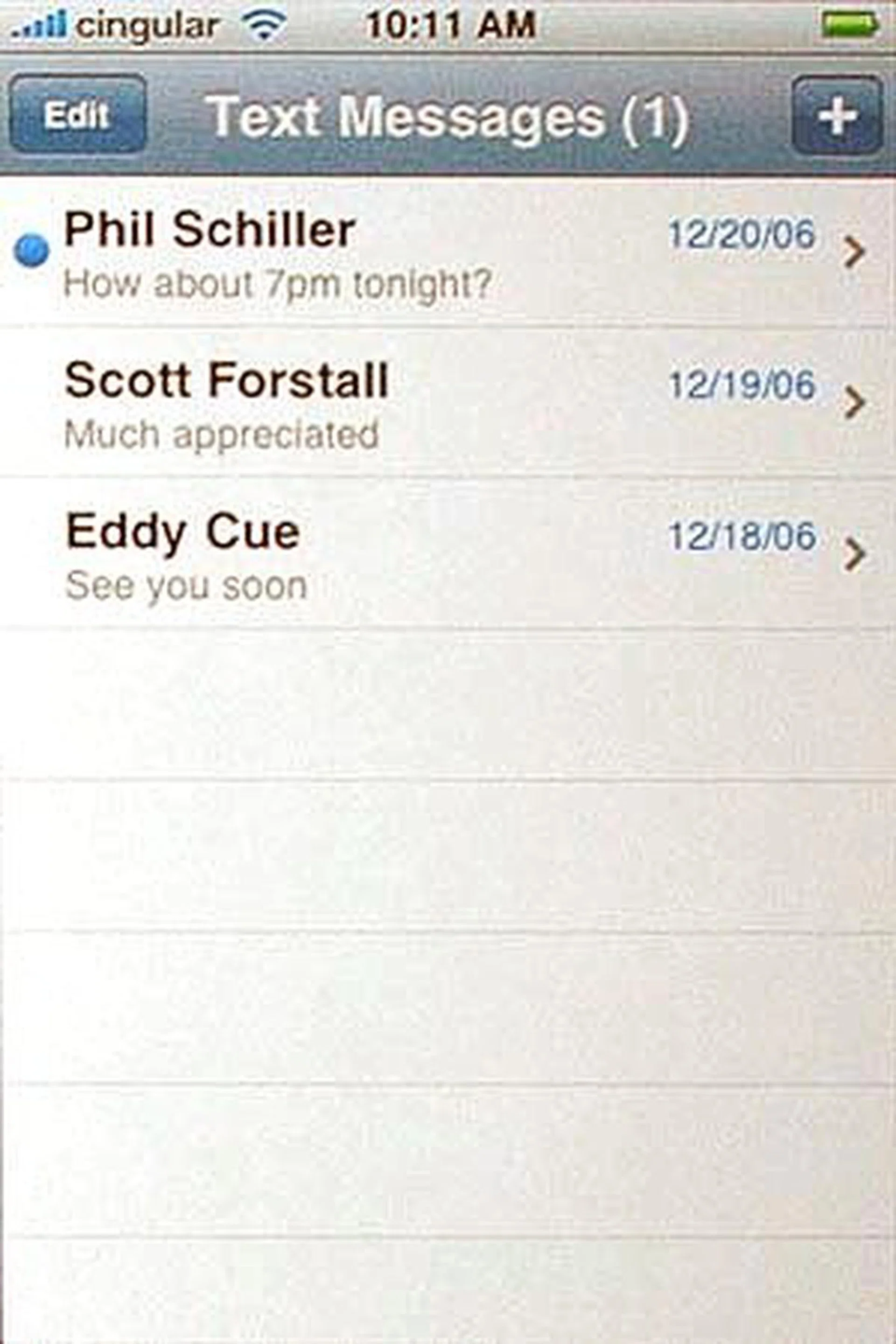 Like how the iPod tells us which new content we've not listened to, the dot tells you which messages are new.