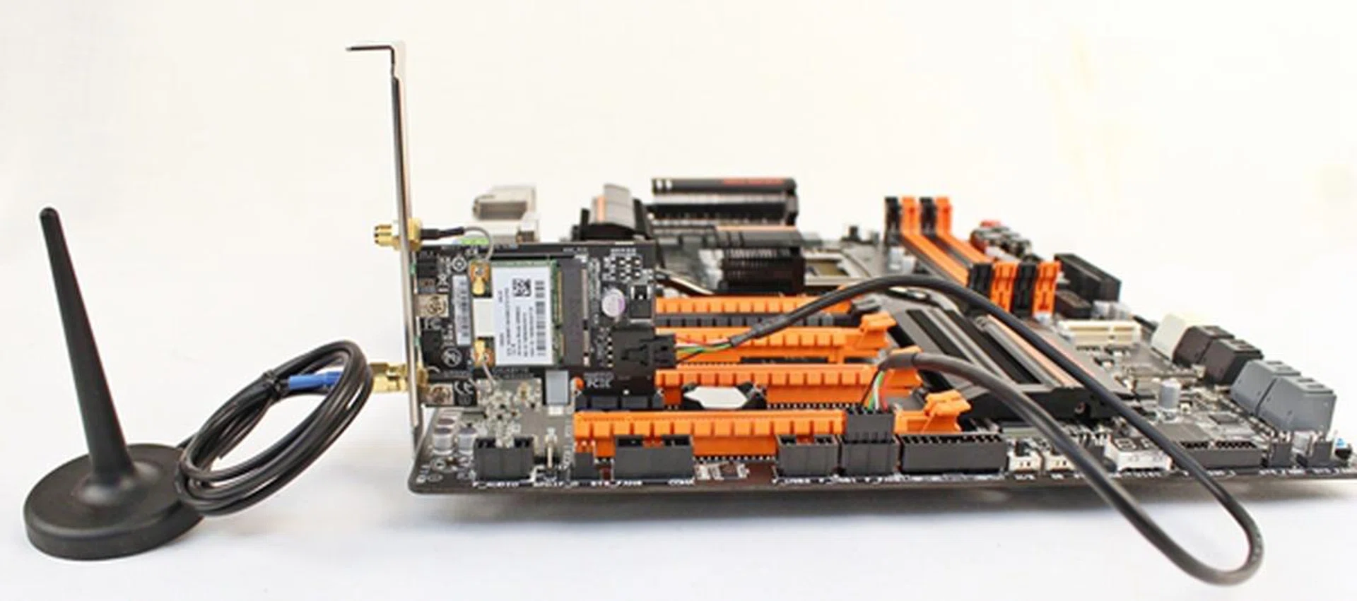 The Wi-Fi/Bluetooth expansion card can be installed into any of the board's PCIe x1 slots and it requires the USB cable to connect it to the F_USB connector of the board as well.