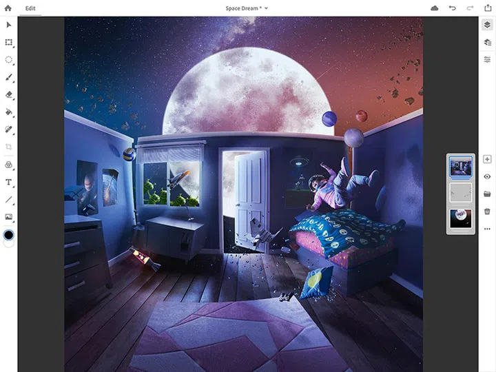 There's a new look to the Photoshop for iPad.