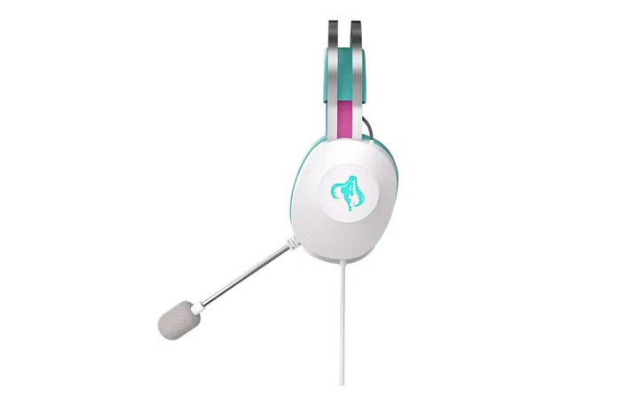 The ASUS TUF Gaming H1 Gen II Hatsune Miku Edition, with the lit-up Miku visual on the side. Photo: ASUS.