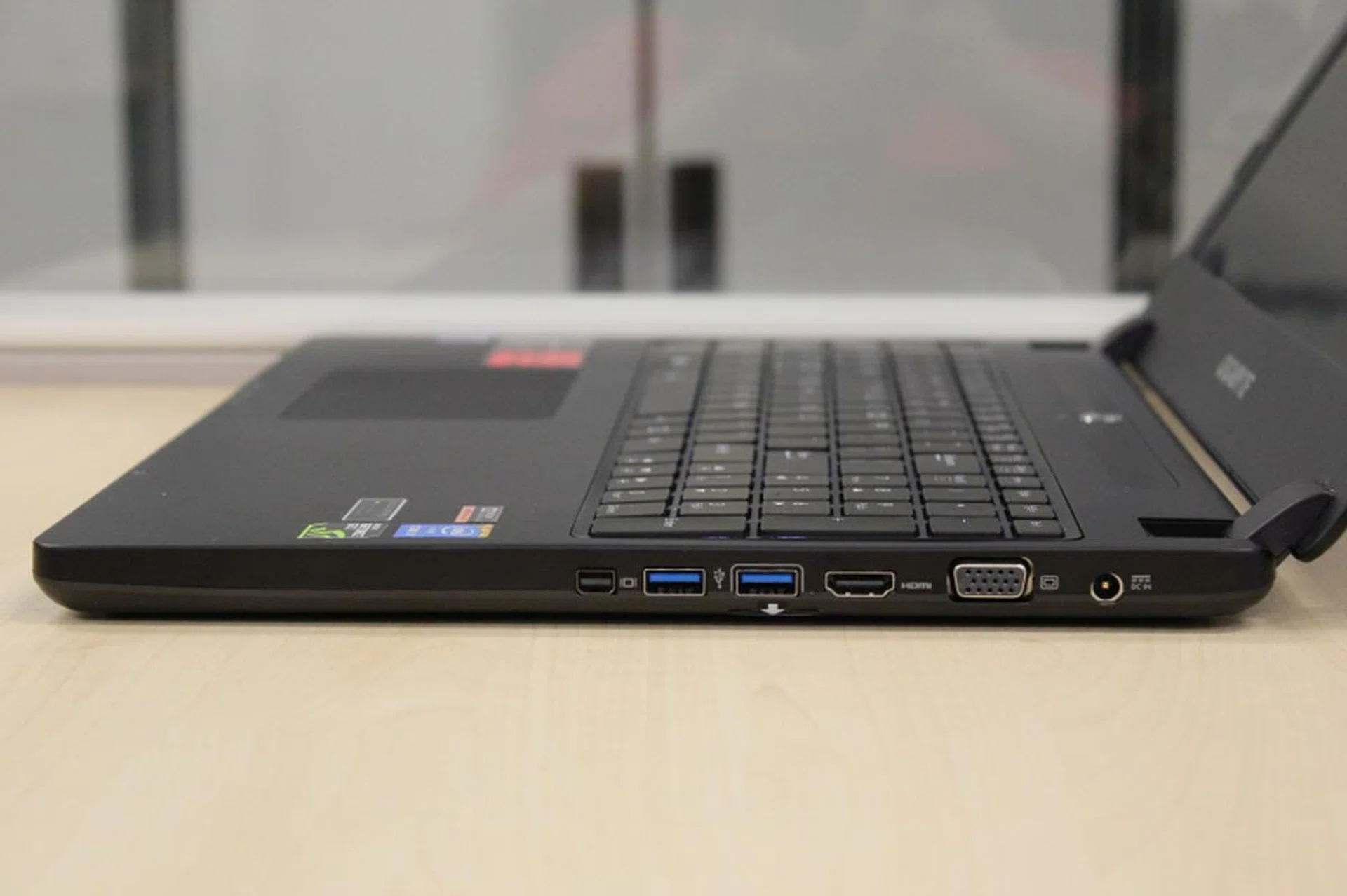 The right side has the mini-DisplayPort, two USB 3.0 ports, an HDMI port as well as DVI and DC input.