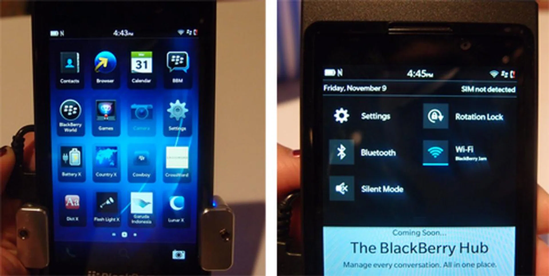 The app launcher features a total of 16 apps, laid out side-by-side in a familiar icon design. To toggle settings, simply swipe down from the top.