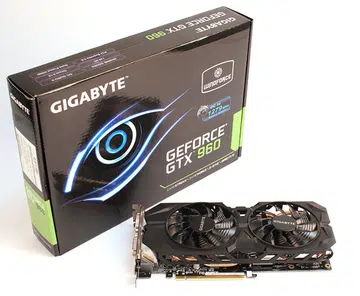 At first glance, the Gigabyte GeForce GTX 960 Windforce 2X OC 2GB already looks like the smaller sibling of the triple-fan GeForce GTX 960 G1 Gaming.