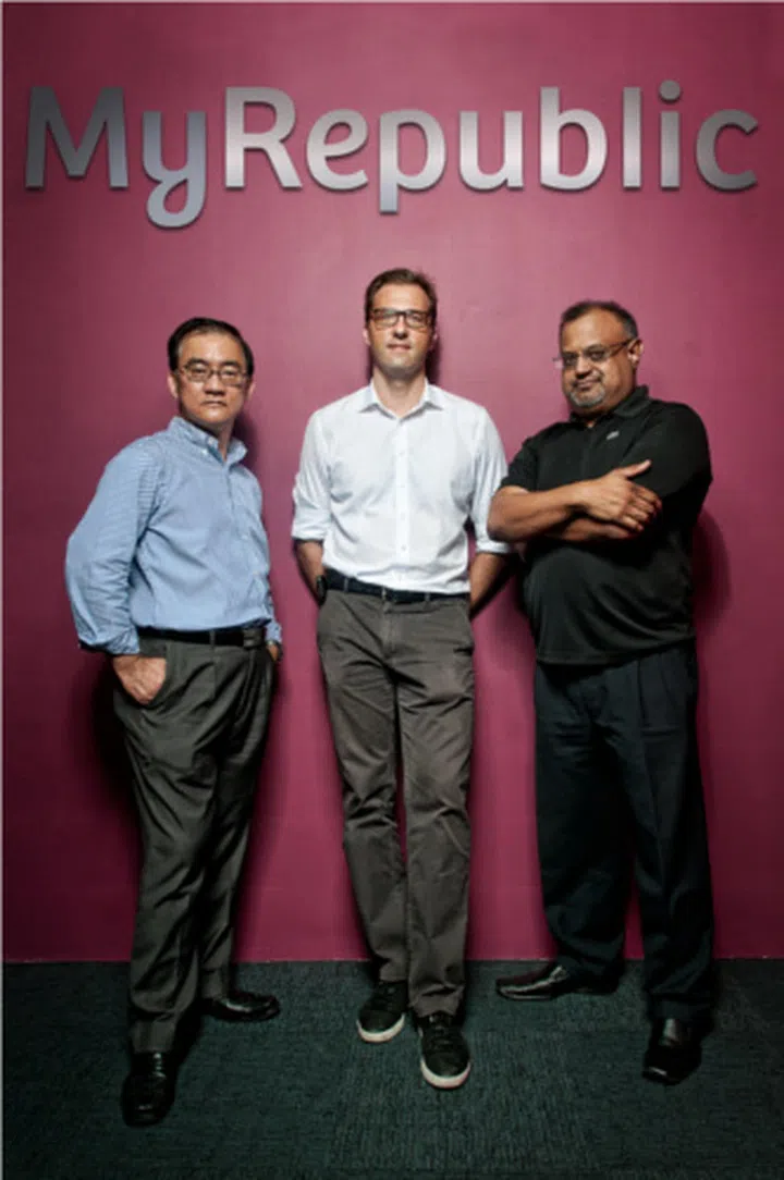Founders of MyRepublic (from L to R): K C Lai, Greg Mittman, Malcolm Rodrigues