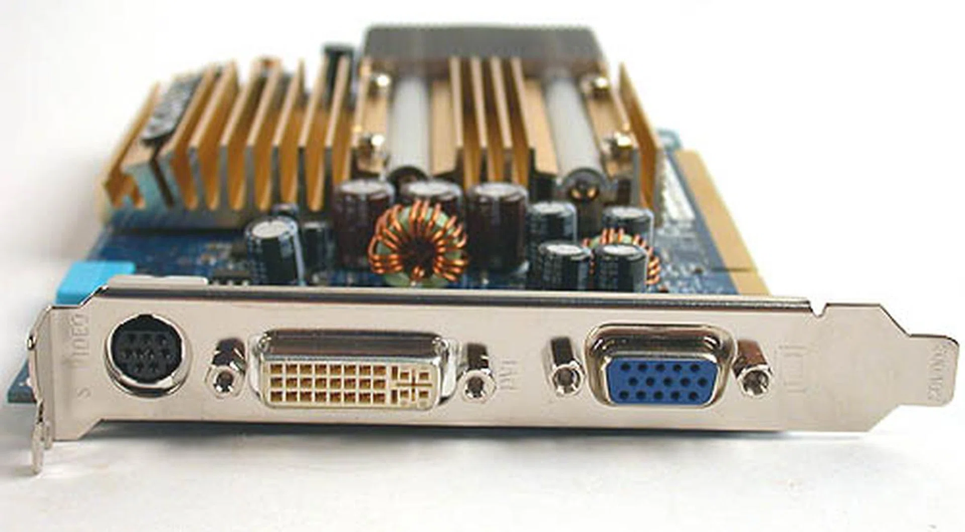It's a low-end card so the analog VGA output is found instead of the two DVI outputs as most users would have preferred. However, the single DVI is a dual-link output, so that may alleviate some of your disappointment.