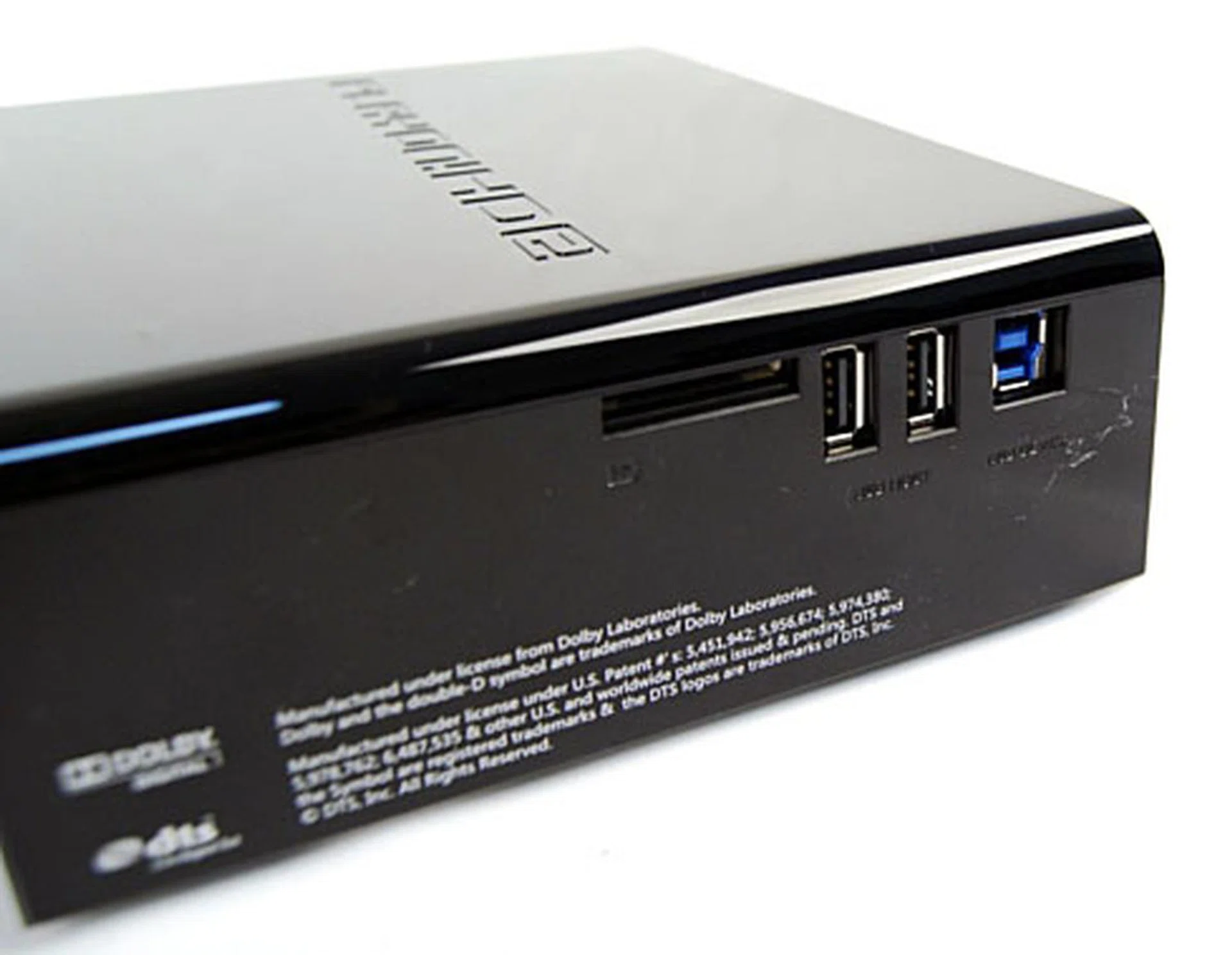 The card reader, USB 2.0 ports and a USB 3.0 slave port.