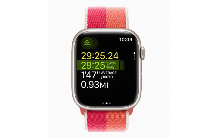 Swimming can now be tracked as you exercise. Image source: Apple. 