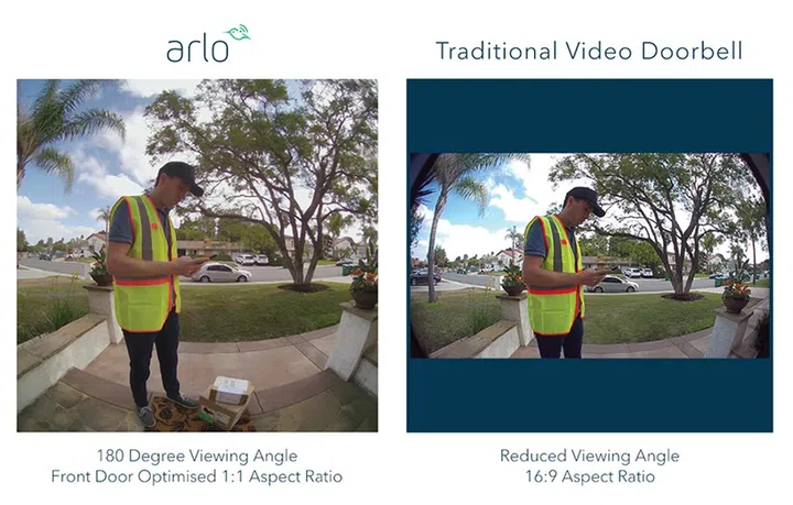 Arlo's comparison between their Arlo Video Doorbell footage and conventional smart doorbell footage.