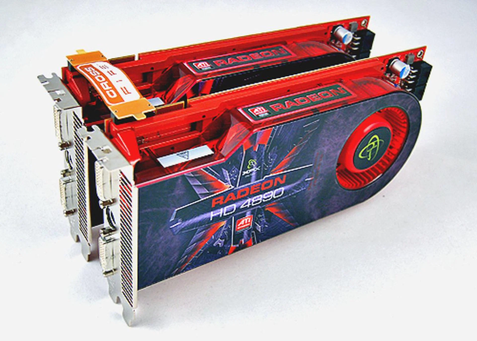 To simulate the performance of a Radeon HD 4890 X2, we put these two XFX Radeon HD 4890 cards in CrossFireX. This gives us 1600 stream processors, 2GB of DDR5 memory and over 2.6 teraFLOPS of pure computing power. Is this enough to challenge the GeForce GTX 295? Read on to find out!