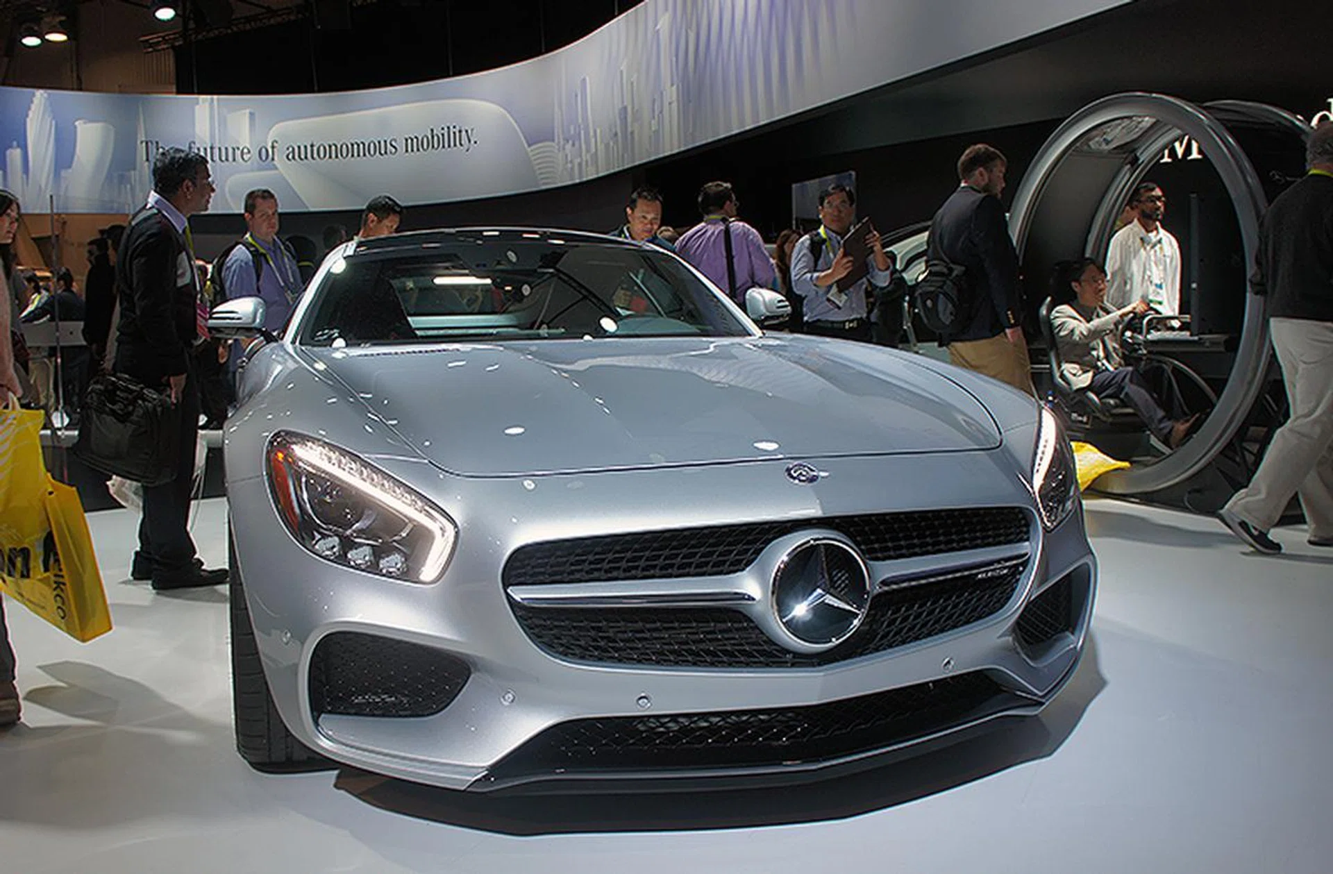 Increasingly, automakers are using CES as a platform to showcase their latest models and technologies. This is Mercedes-Benz's newest AMG GT sports coupe.