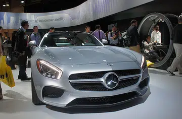 Increasingly, automakers are using CES as a platform to showcase their latest models and technologies. This is Mercedes-Benz's newest AMG GT sports coupe.