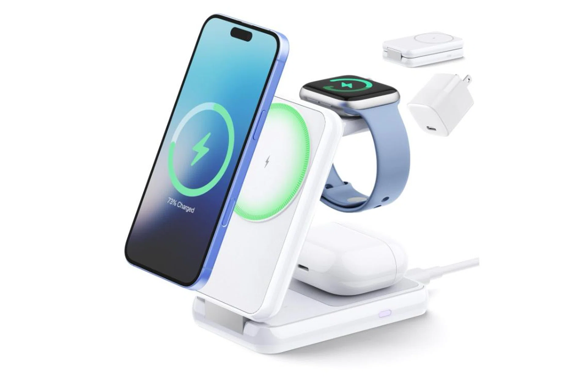 Anvers Qi2 15W Fast Charging 3-in-1 Foldable Wireless Charger