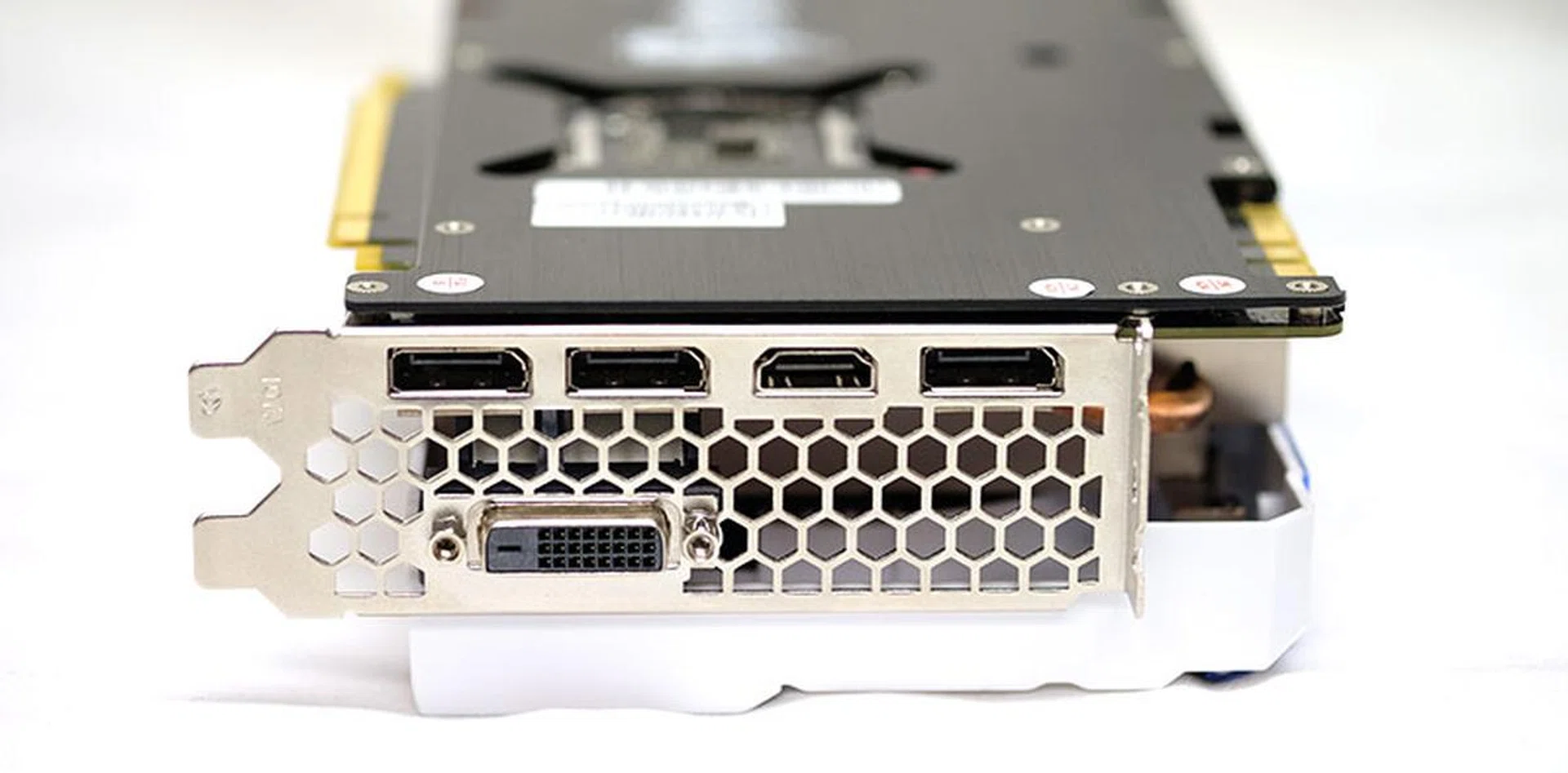 Note the honeycomb mesh, which Palit says helps improve the exhaust of hot air out the rear of the card.
