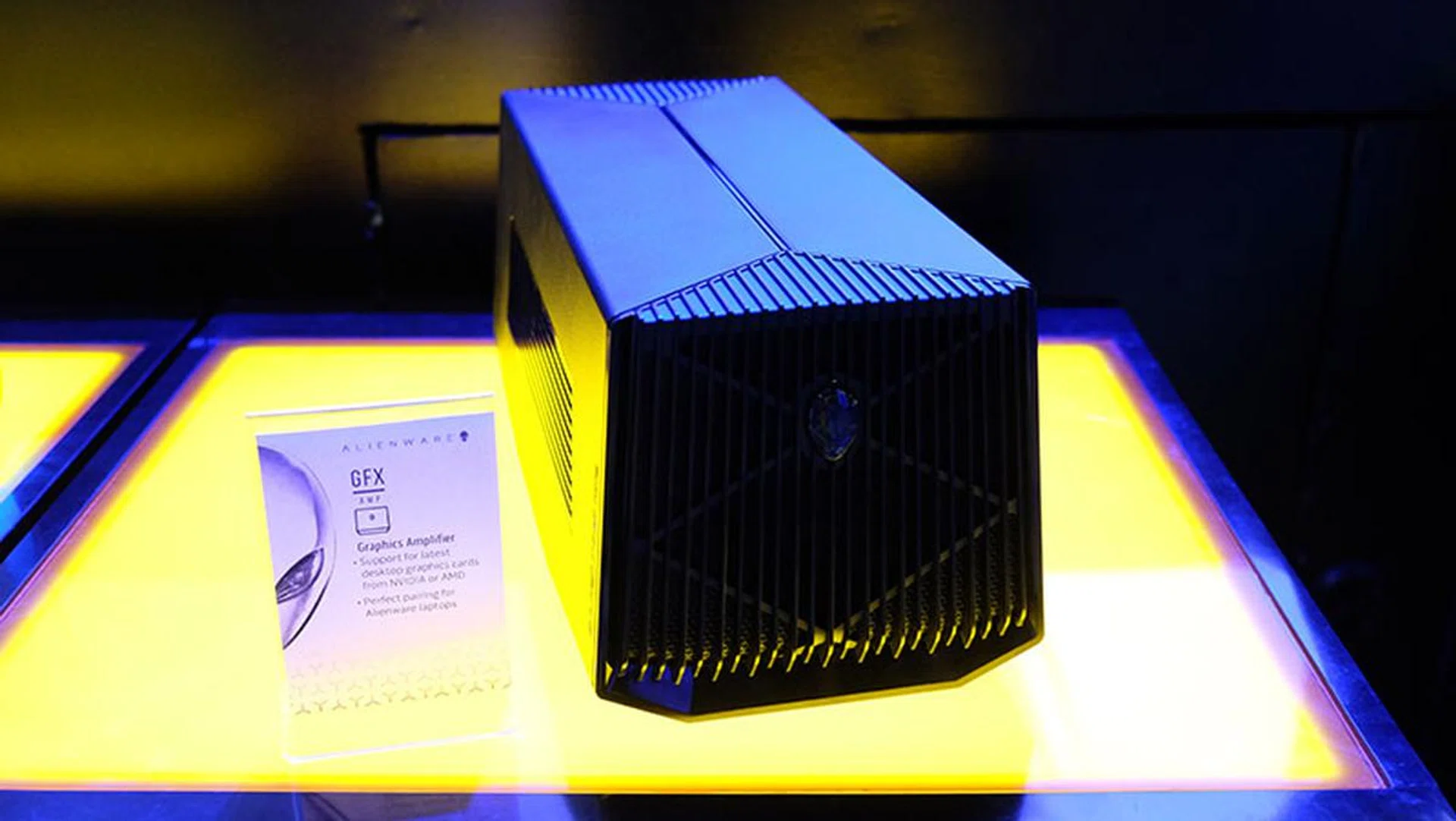 The Alienware Graphics Amplifier uses a proprietary connector, so it will only work with Alienware notebooks.