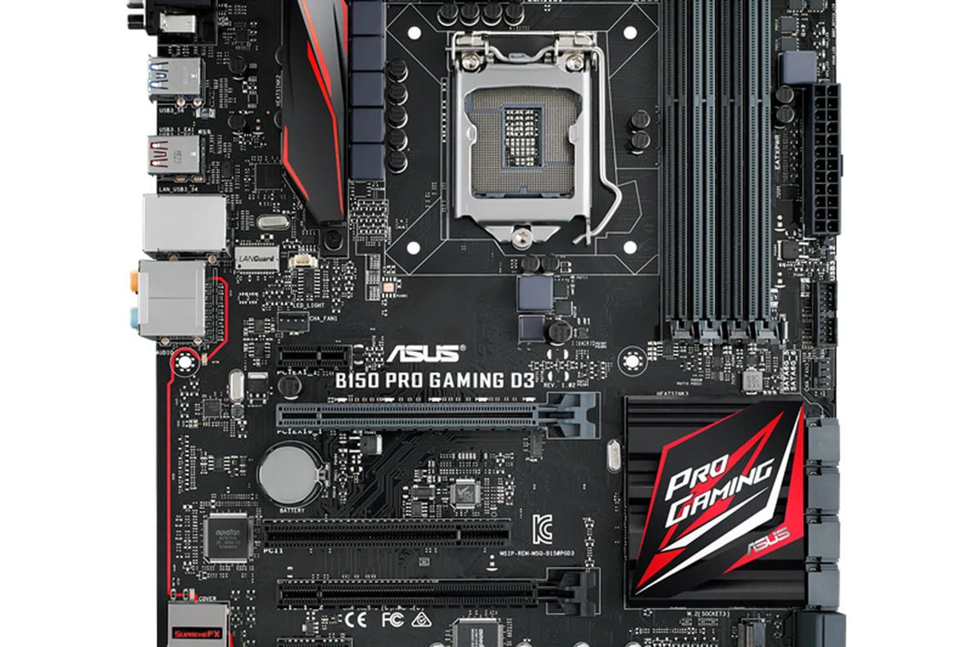 ASUS B150 Pro Gaming D3. (Image Source: ASUS)