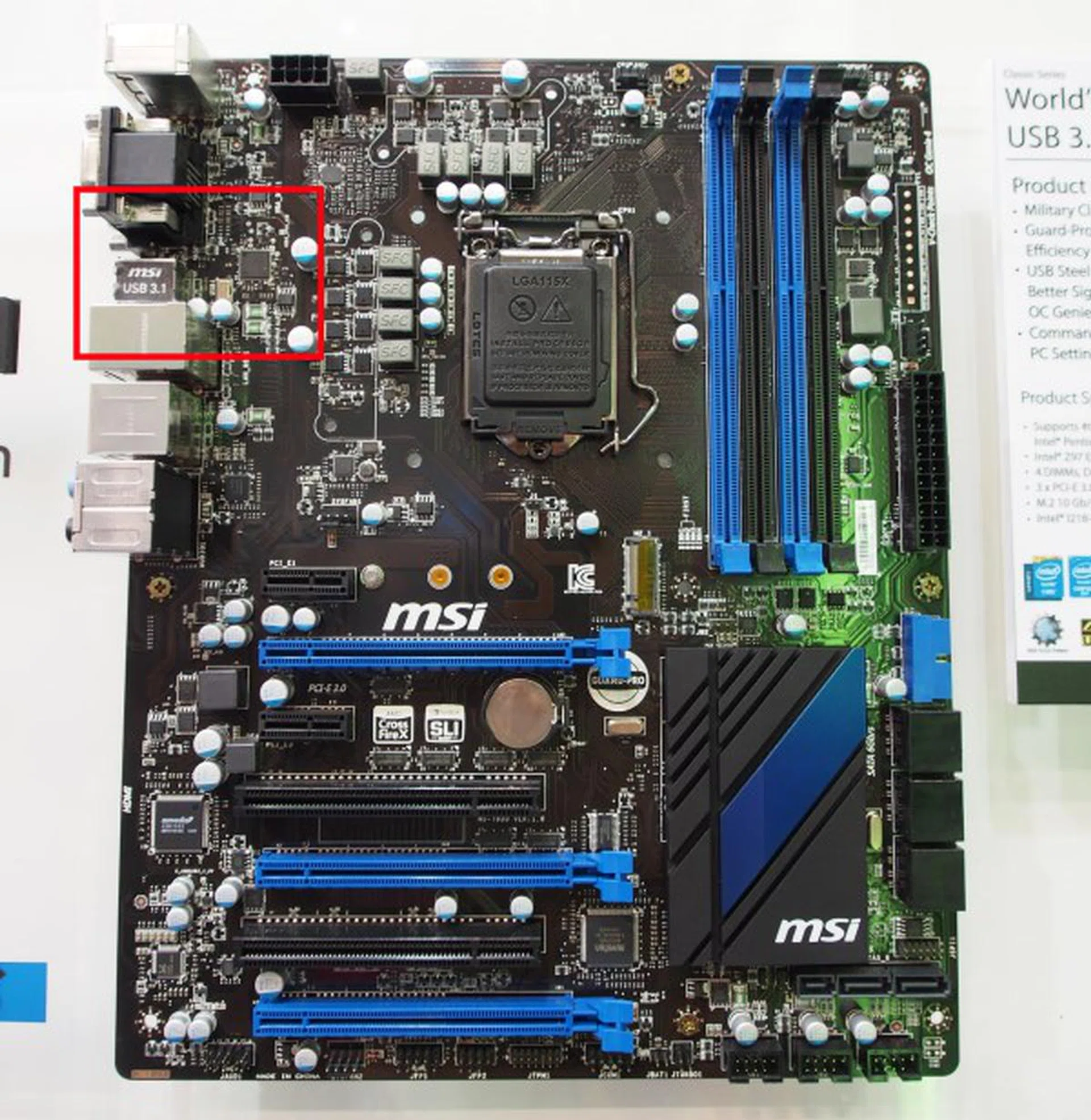 MSI claims the world's first implementation of USB 3.1 in a current gen motherboard.