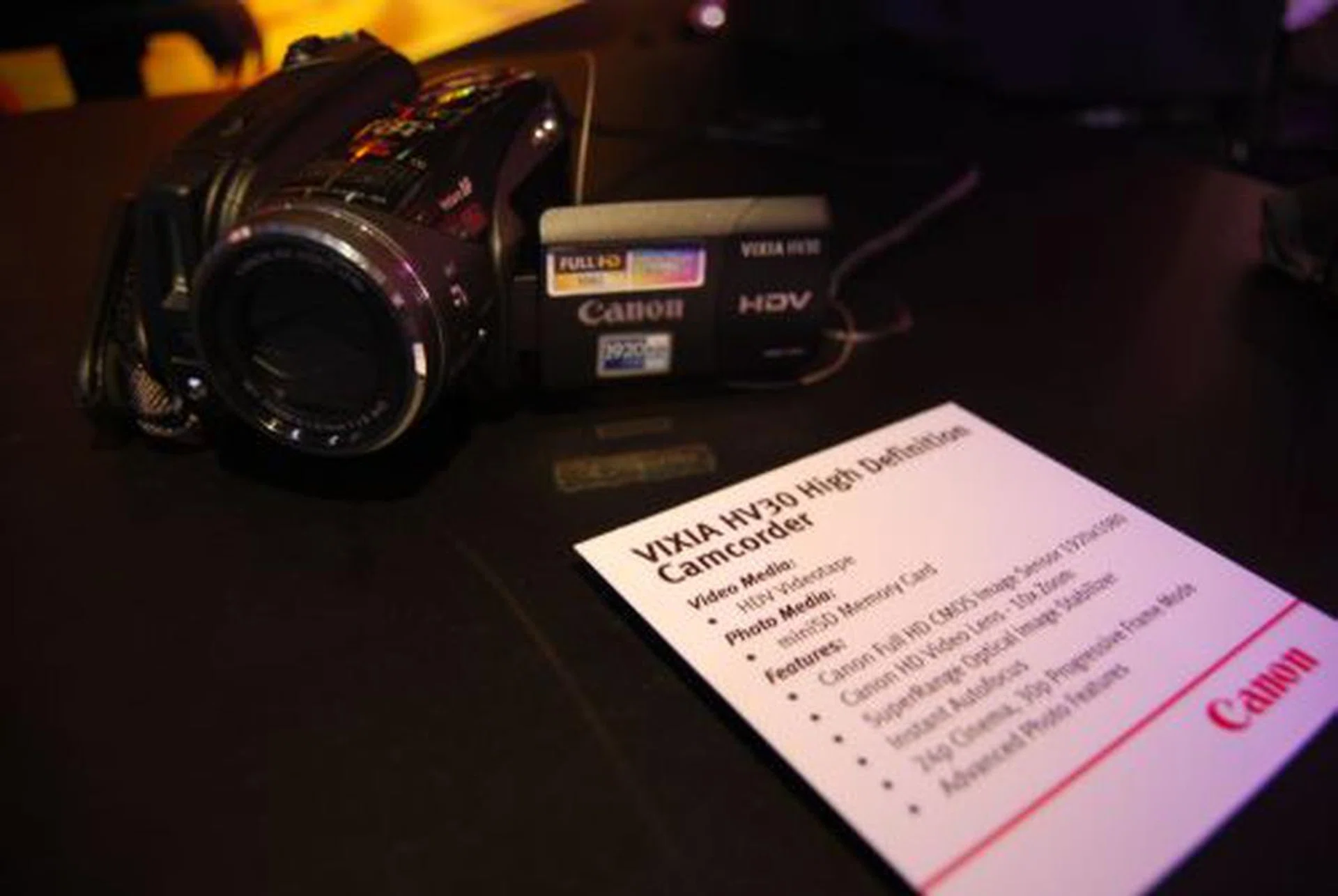  The Canon VIXIA HV30 is Canon's HDV-based consumer camcorder that supports Canon's 2.96 Megapixel Full HD CMOS Sensor and Canon's 10x HD video lens. It is expected in US stores in February and costs US$999.  
