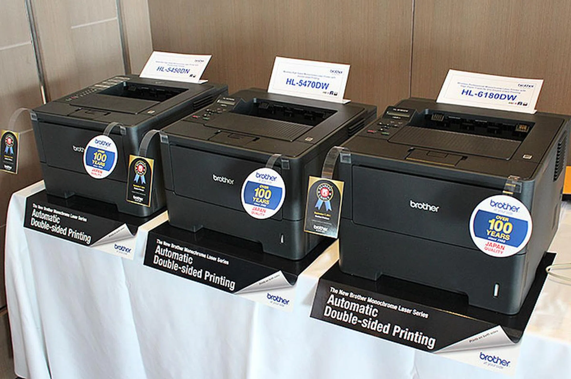 See that '100 years' logo on the printers? Brother has devised it to set the record straight: Brother is a Japanese company (not American, not European) with over 100 years of experience making quality products.