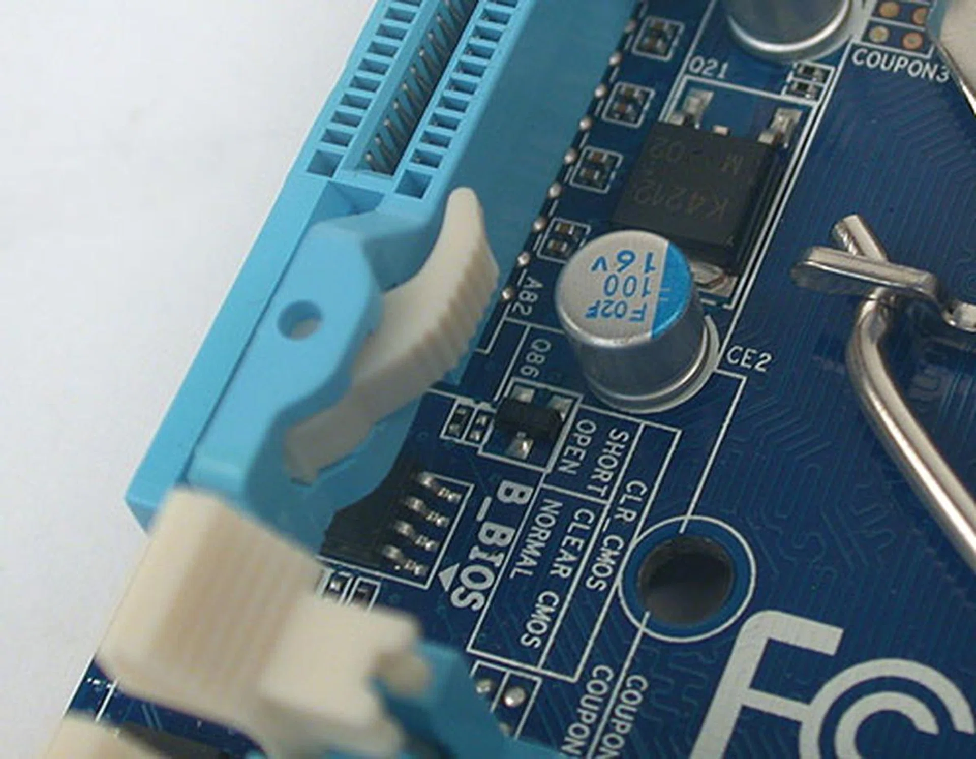 This latch needs to be pressed to remove the graphics card, which is not something we relish doing when the board is fully installed. It's definitely too close to the CPU socket.