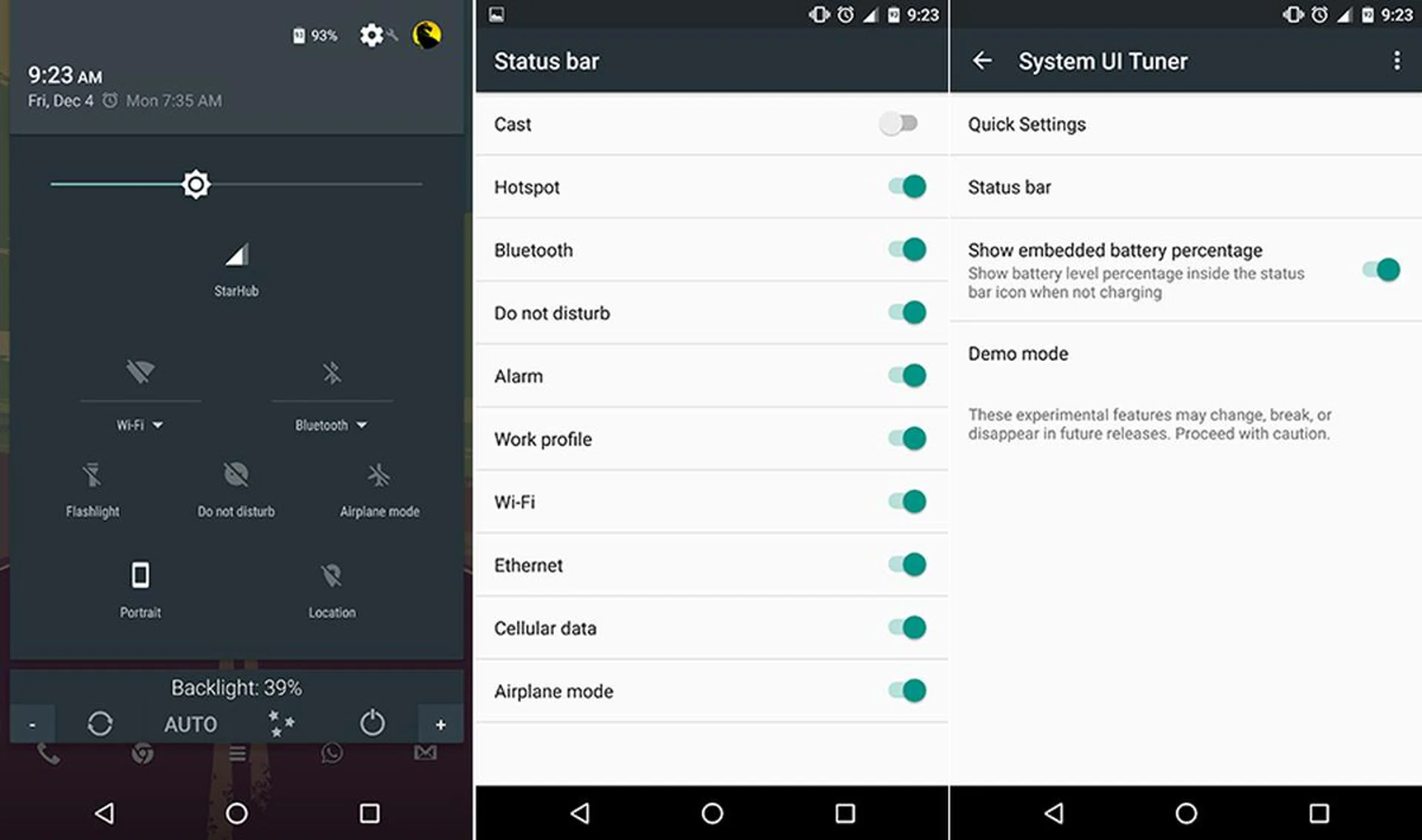 Android Marshmallow System UI tuner