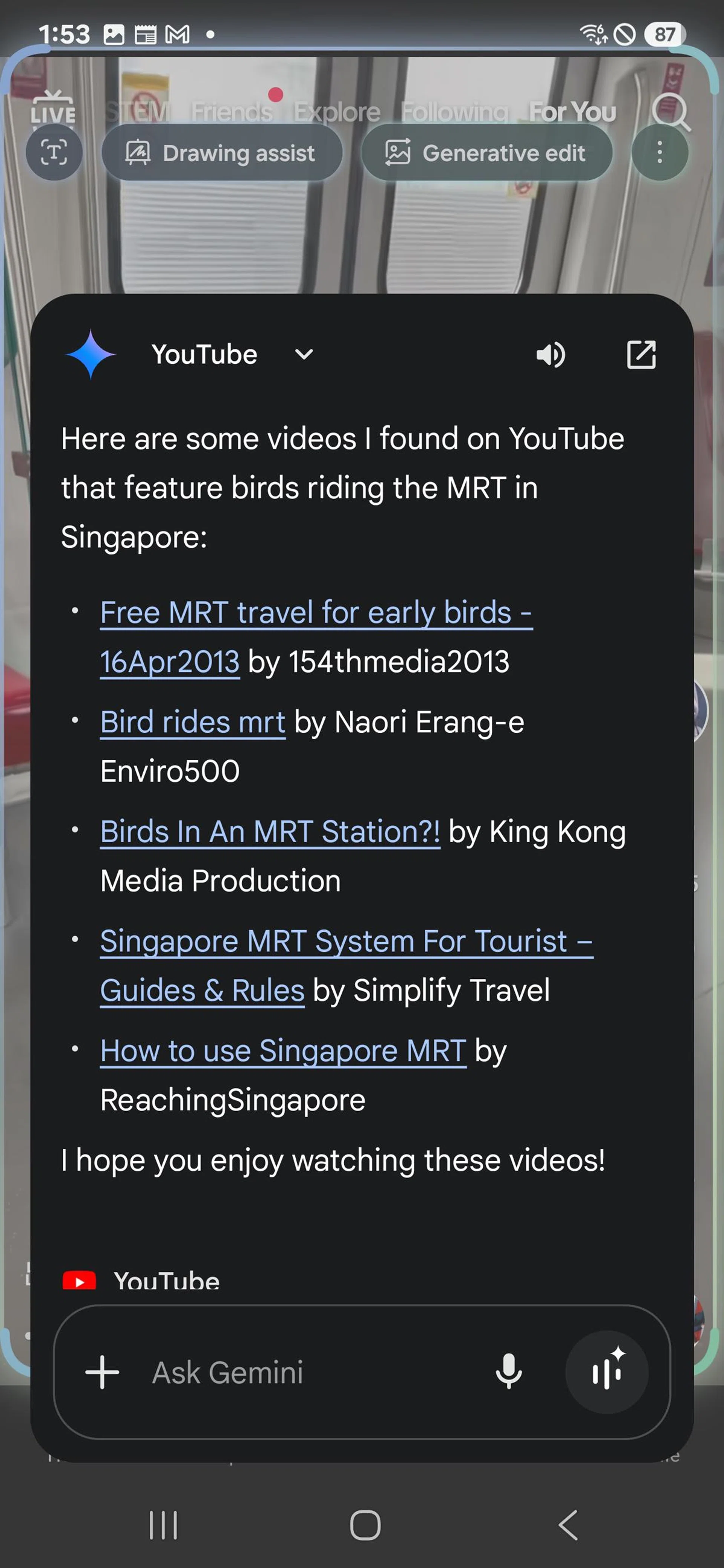 Gemini fails spectacularly. Wrong app, wrong type of videos. Image: HWZ.