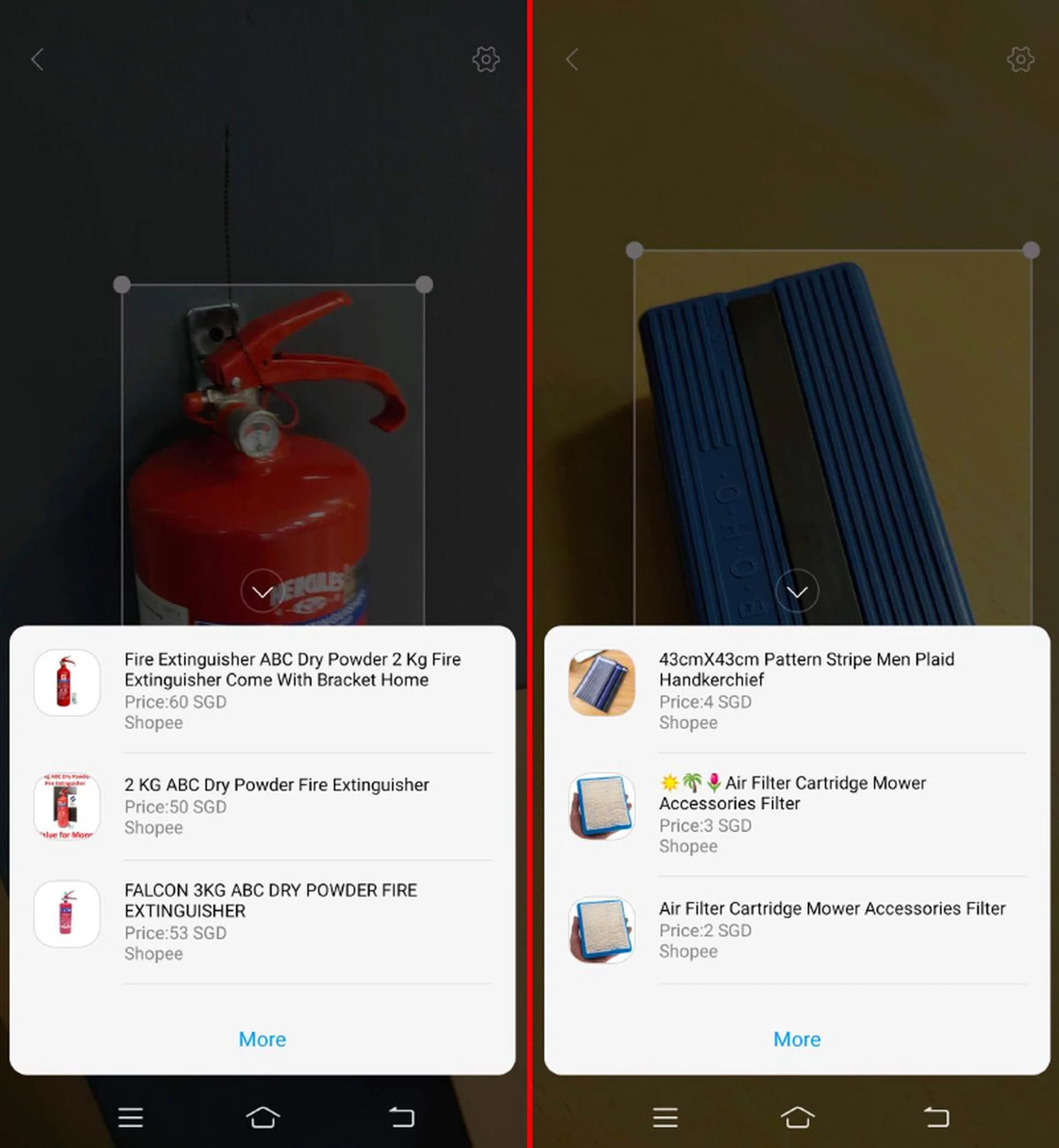 On the left, Jovi recognizes the fire extinguisher. On the right, it has trouble with the duster.