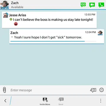 Before the implementation of Private Chat, even if messages were set to self-destruct, it was still possible to capture screenshots and potentially misuse them. (Image Source: BlackBerry Blogs)