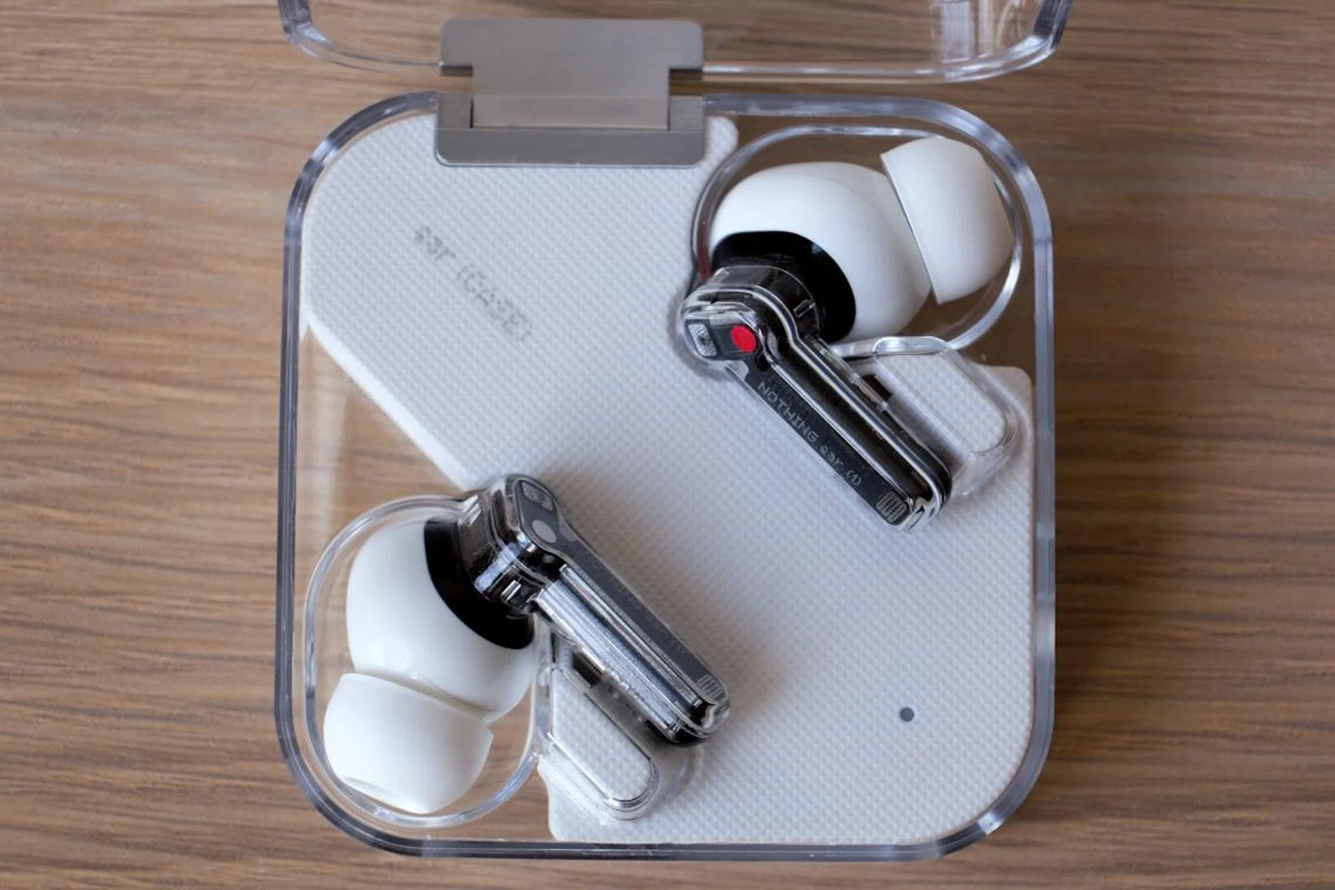 Nothing's first product is the Ear 1 true wireless earbud with active noise cancellation.