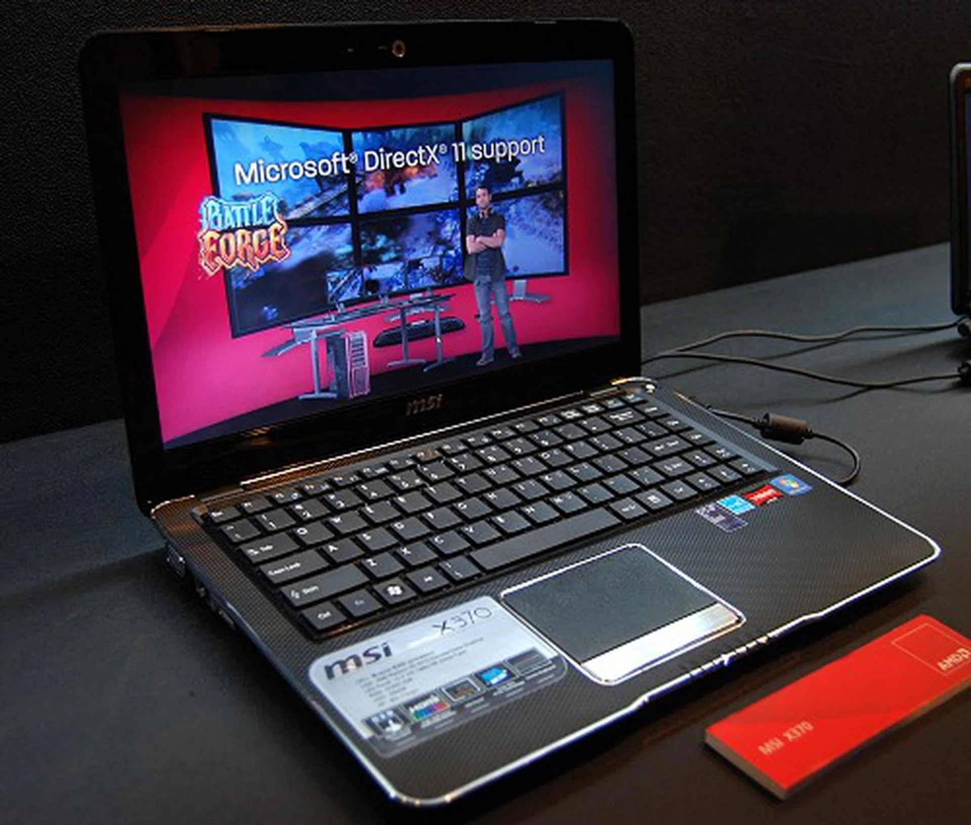 MSI's X370 pictured here is yet another pretty Fusion notebook to consider if appearances are important. This one is built more like a notebook than a netbook with a larger 13.4-inch. 1366 x 768 pixels resolution glare-type screen. Inside, it has the AMD E-350 APU with on-board Radeon HD 6310 class graphics, 2GB DDR3 memory, 500GB HDD, multi-touch trackpad and a chiclet style keyboard.