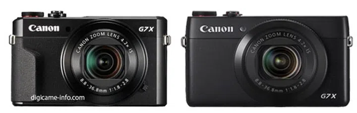 Front view of the PowerShot G7X II (left) and the rumored PowerShot G7X (right)