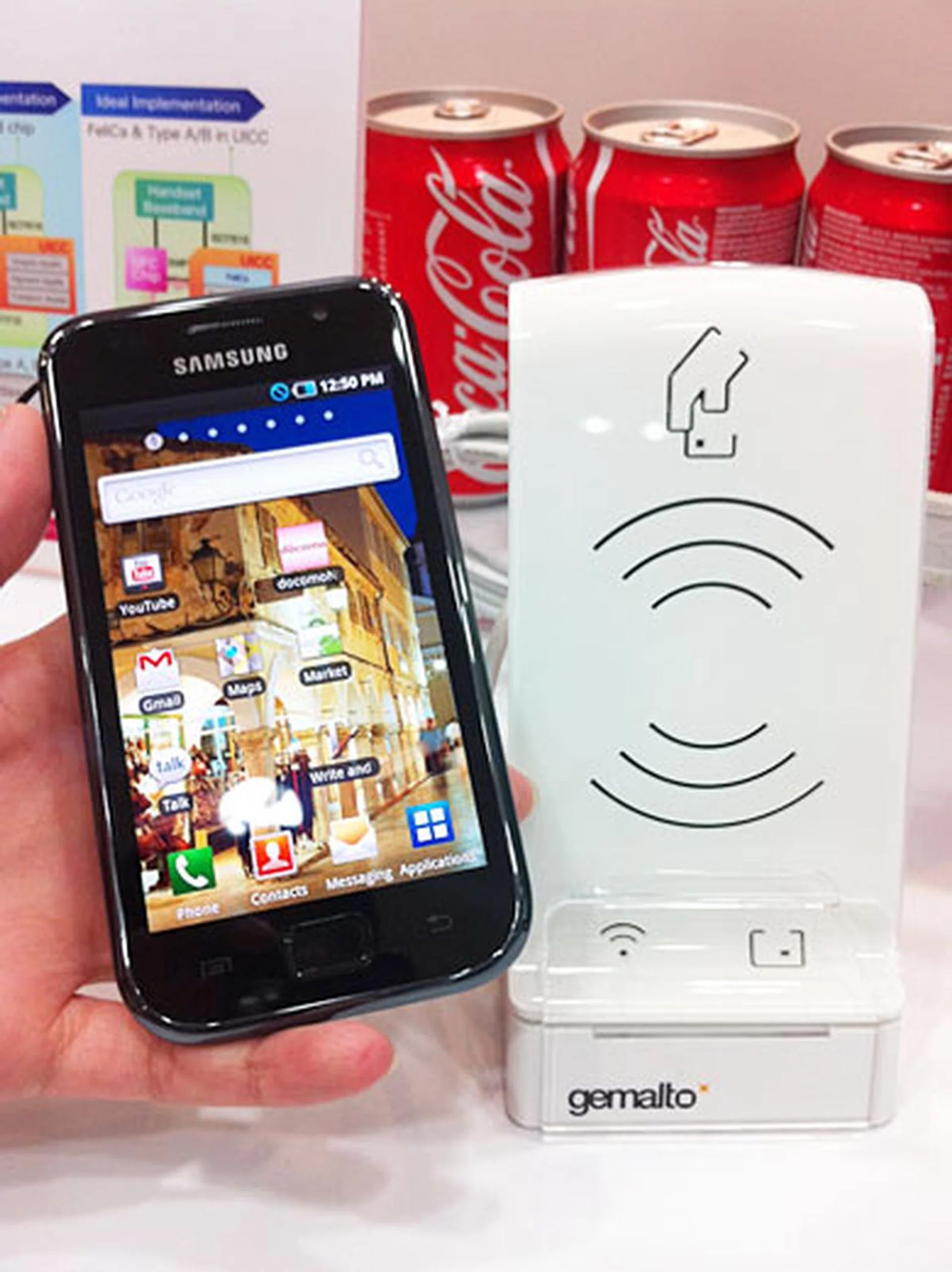 Simply tap an NFC enabled mobile phone to a receiver, and payment is made.
