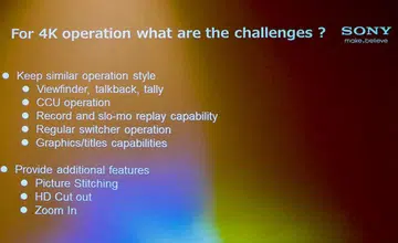 Some of the challenges for 4K broadcast as outlined by Sony