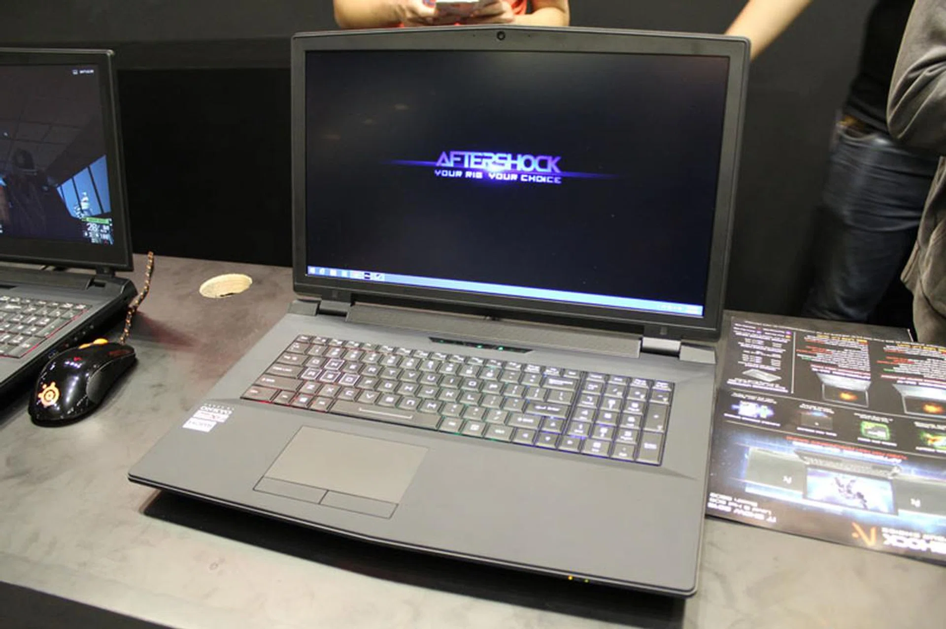 The W-17 is a hardcore gaming machine. It has a 17.3 inch Full HD (1,920 x 1,080) display, is powered by a desktop Intel Core i7-4790 (4GHz, 8MB cache) processor, with a NVIDIA GeForce GTX 980M, 16GB RAM and Killer AC. It's using dual storage with a 128GB SSD and a 1TB HDD (7,200rpm). The W-17 is on sale for $3,320 (U.P. $3,647).