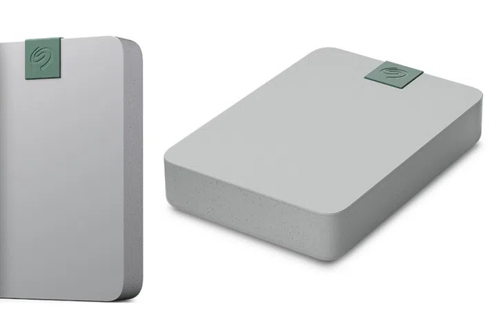 The Seagate Ultra Touch HDD is created from 30% post-consumer recycled materials by weight and features 100% recyclable packaging.