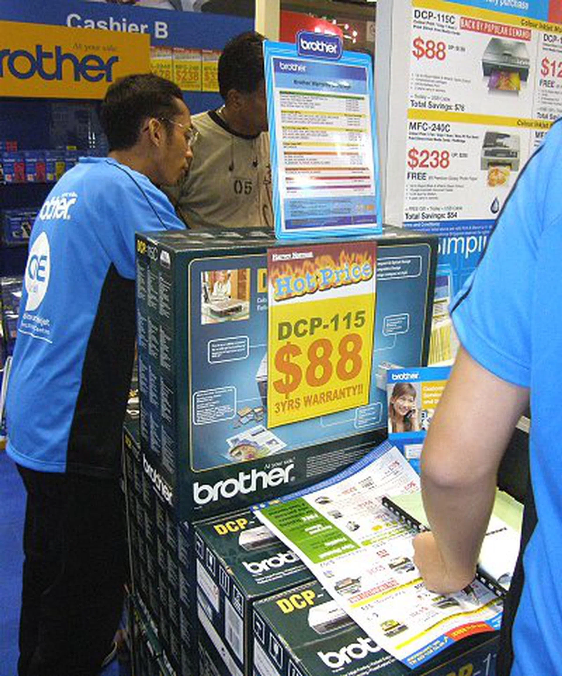  Best buy material from Brother. Their DCP-115C entry-level all-in-one color printer, scanner, copier is going for a steal of a price at $88 with a three year warranty as well.  