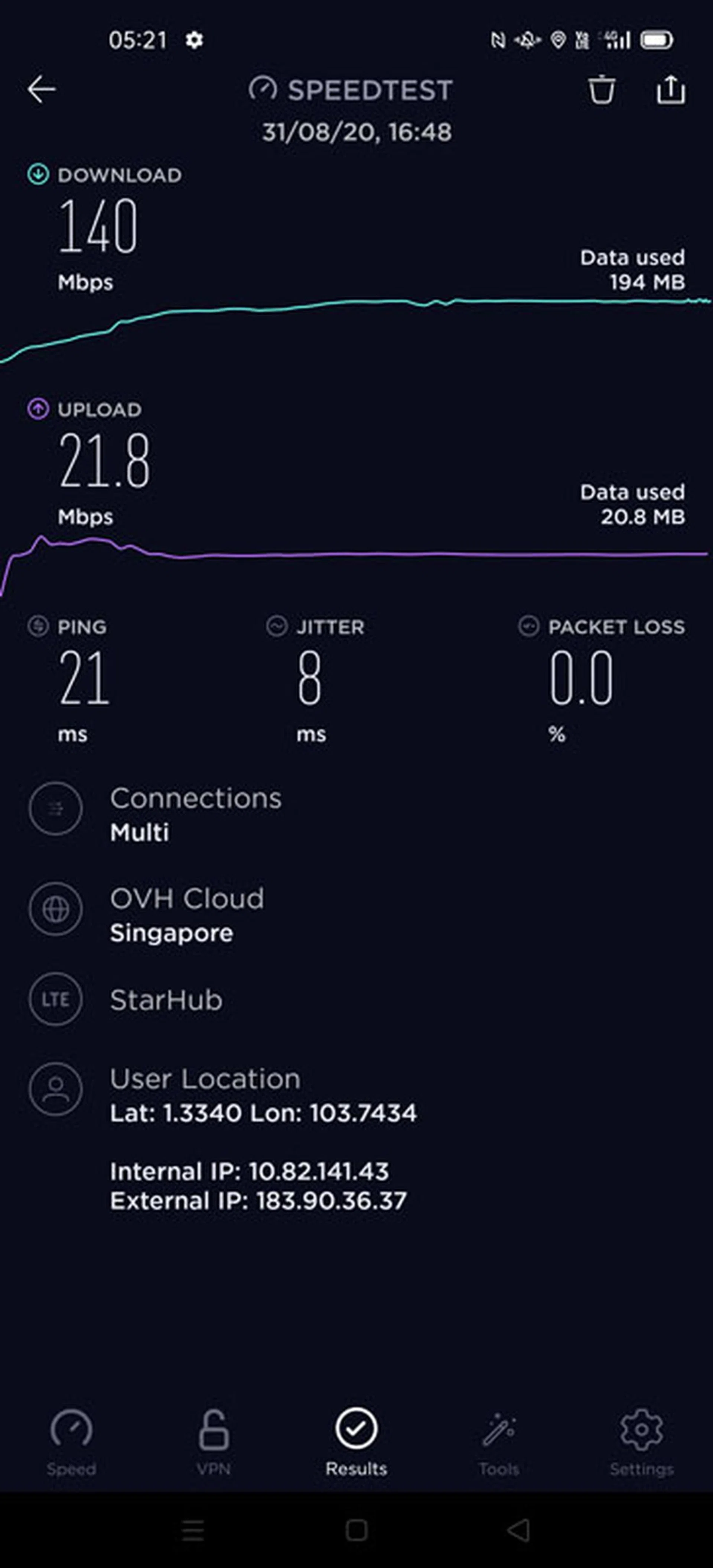 StarHub 5G Test 1