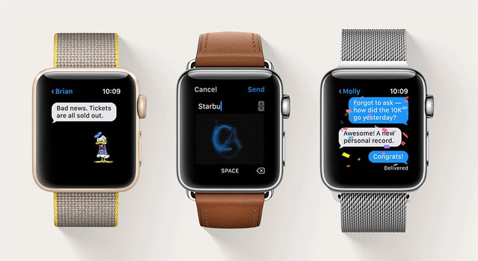 watchOS 3 adds lots of new features to Apple's smartwatches. For example, the Messages is more full featured and allows users to use quick responses using Tapback or even send handwritten messages.