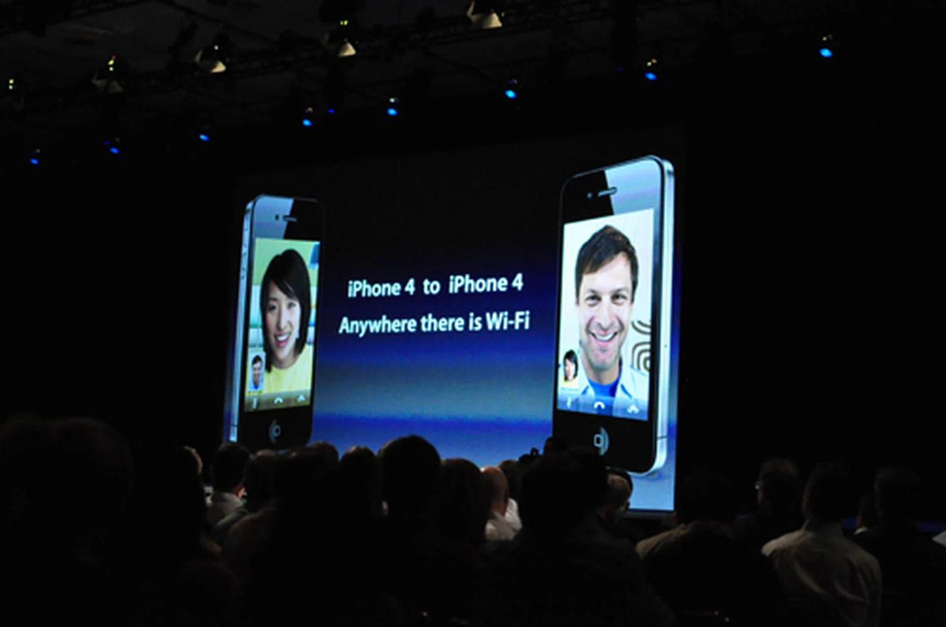 iPhone 4 to iPhone 4 only, as the iPhone 4 is the only iPhone with a front facing camera at the moment. 
