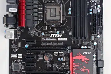 The MSI Z77A-GD65 Gaming board sports a menacing-looking chipset heatsink that sports the Dragoon Army motif. The board supports overclocked memory modules rated up to DDR3-3000+ and features a Killer E2205 Gigabit chip to reduce latency during online gaming.
