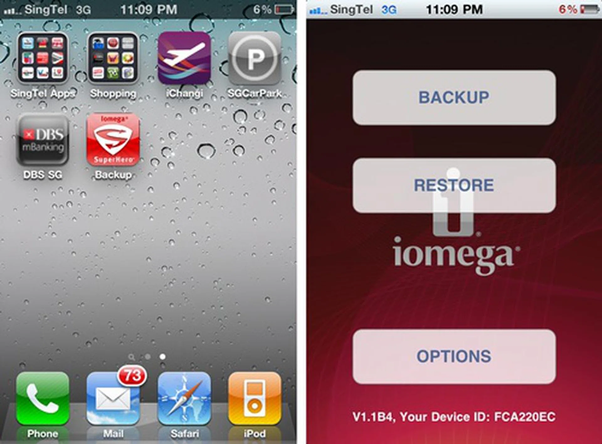 Install the Iomega SuperHero Backup app and you are all set for the final stage. On opening the app, you will get a basic menu with three options - backup, restore and further options.