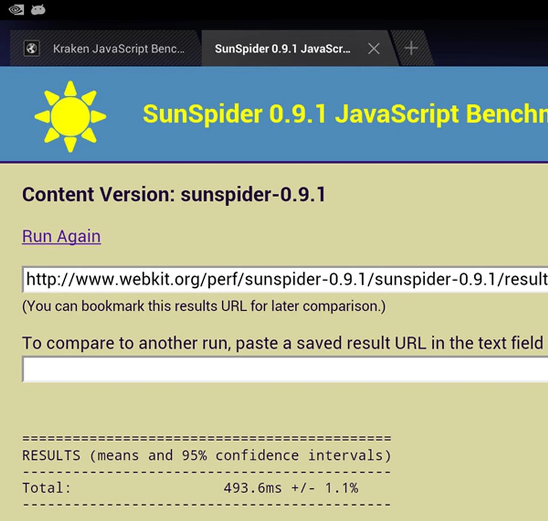Another victory scored by the Tegra 4 processor in the SunSpider Javascript benchmark! <br> Image source: NVIDIA