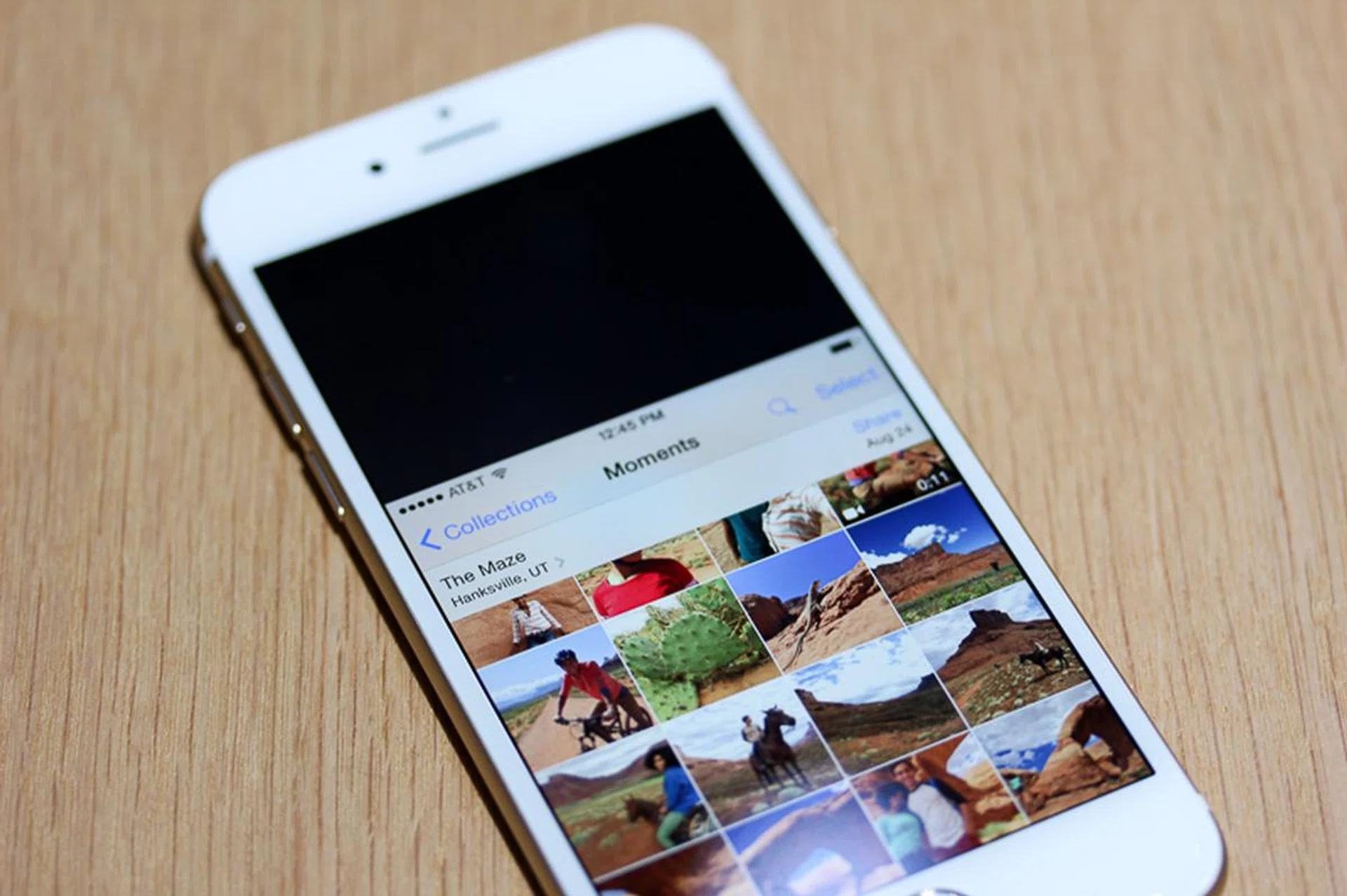 Both iPhone 6 models have a new Reachability gesture, double tap on the Home button and the display comes down for you to reach across more easily.