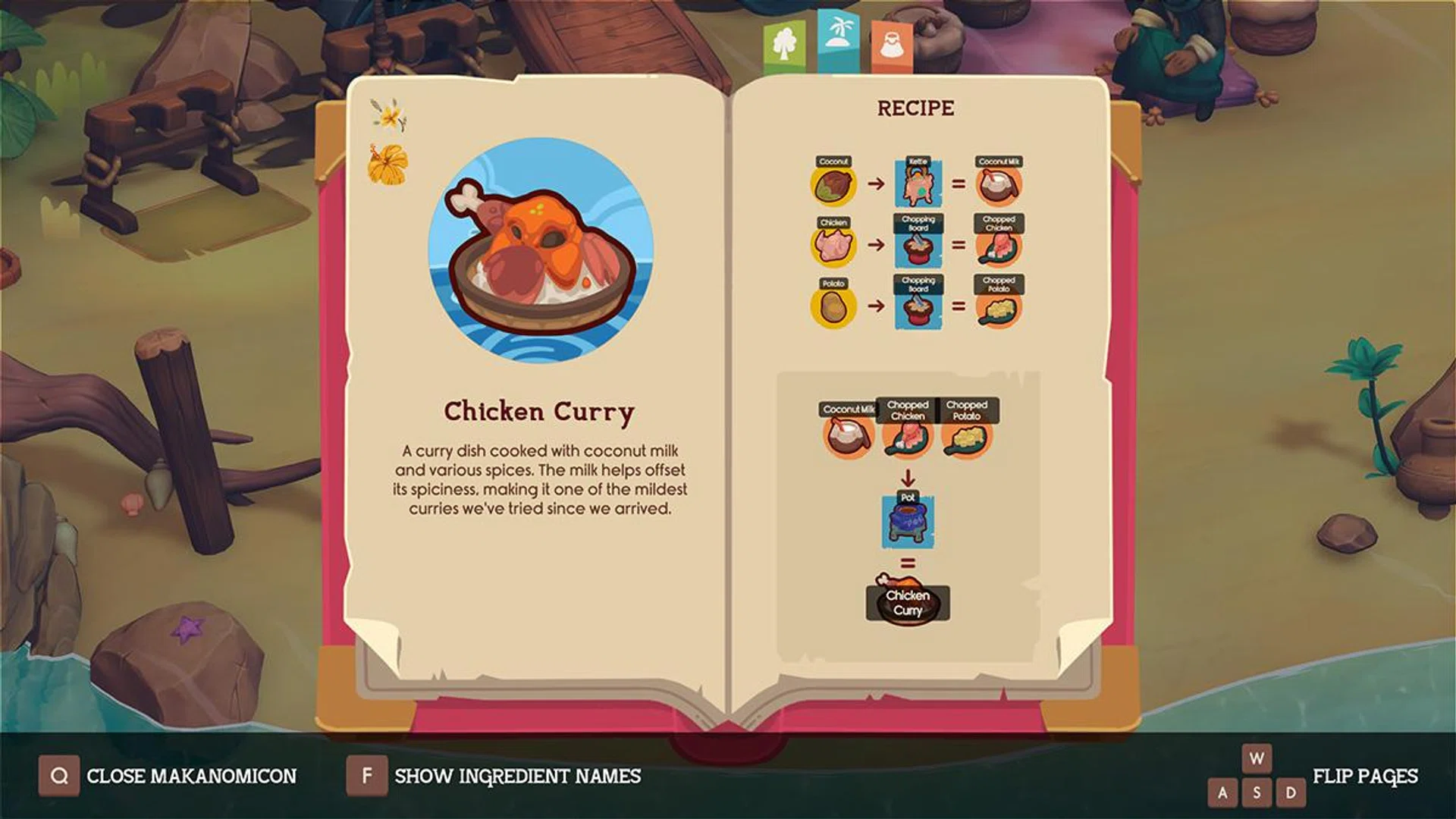 How dishes are drawn in the game, with the flower on the top left representing the national flower of the dish's native region. Image: HWZ.