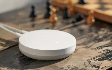 The Dirigera home hub can sit on a shelf or tablet easily. Photo: Ikea. 