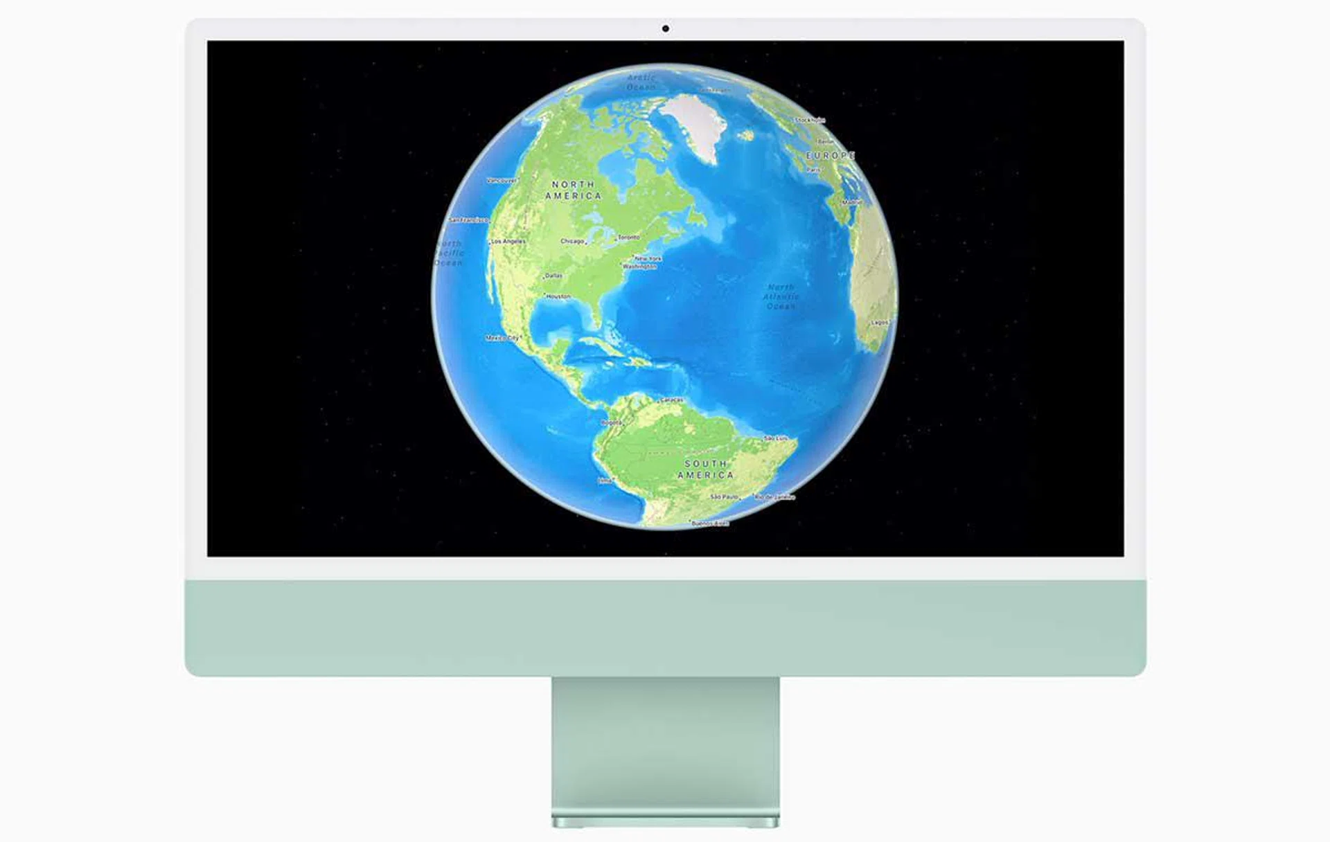 The new globe view on Apple Maps.