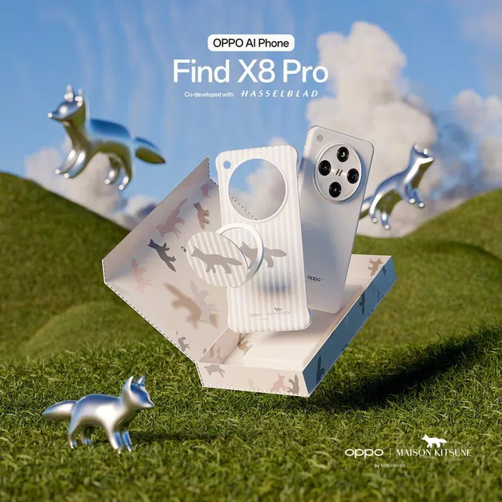 OPPO x Maison Kitsuné “Find Your Fox” themed phone cases (Find X8 Pro). Image: OPPO Singapore.