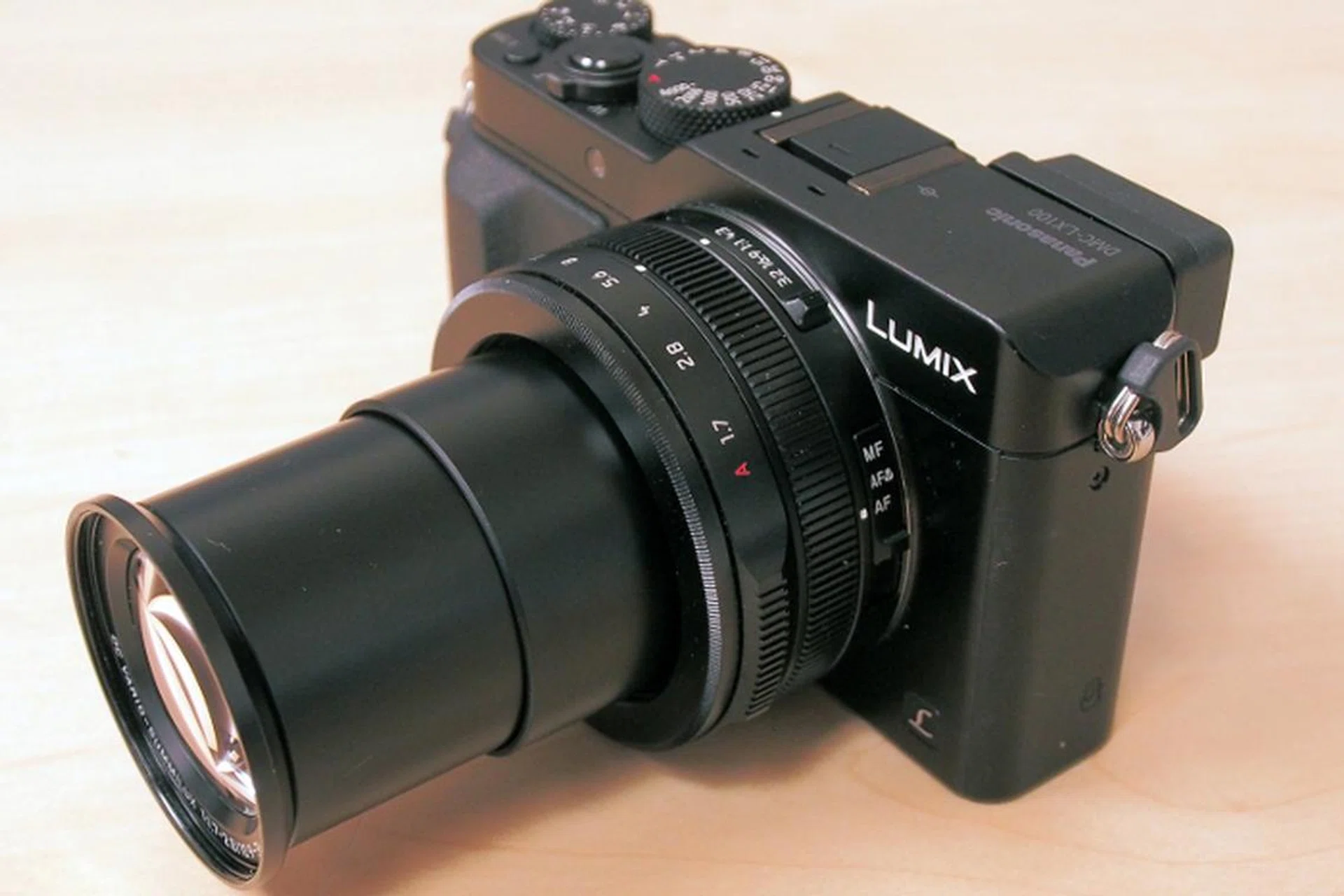 The LX100 with its lens fully racked out. 