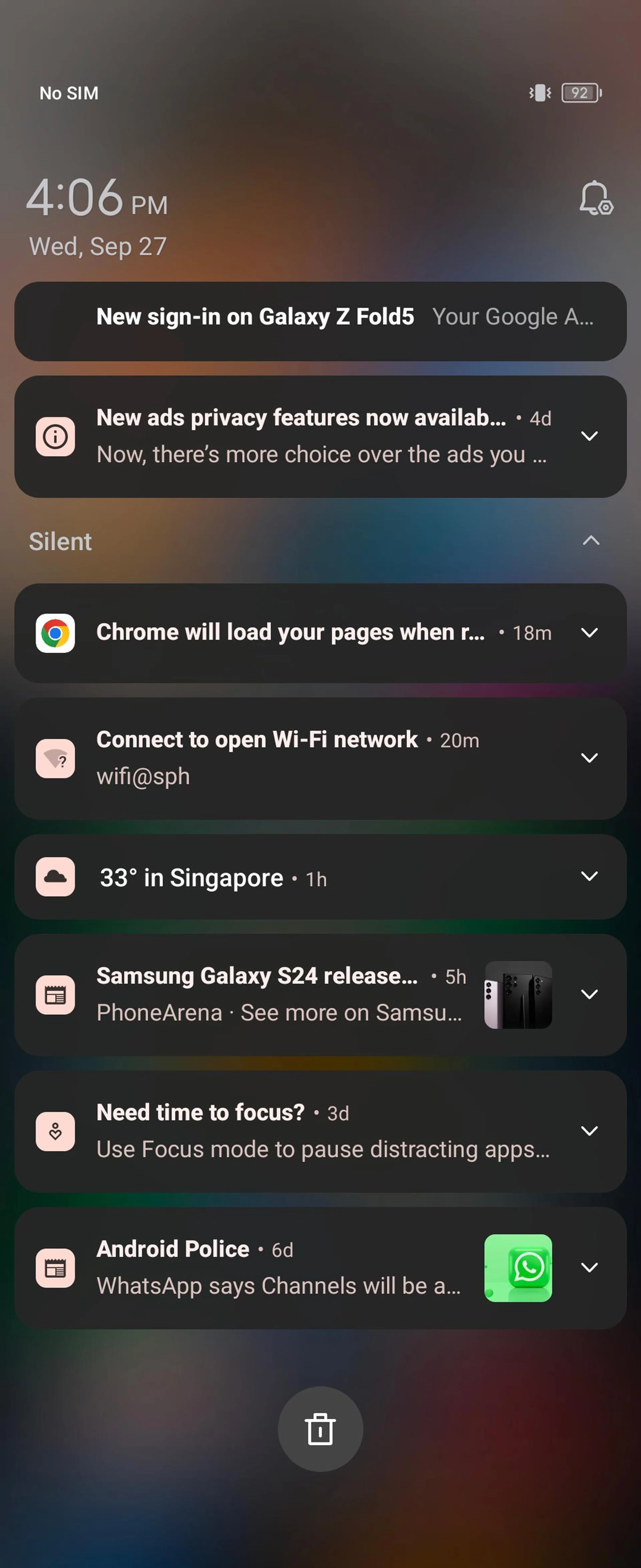 Notifications centre.